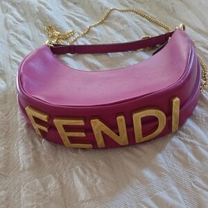 Fendigraphy Small Size Magenta and Gold Shoulder Bag